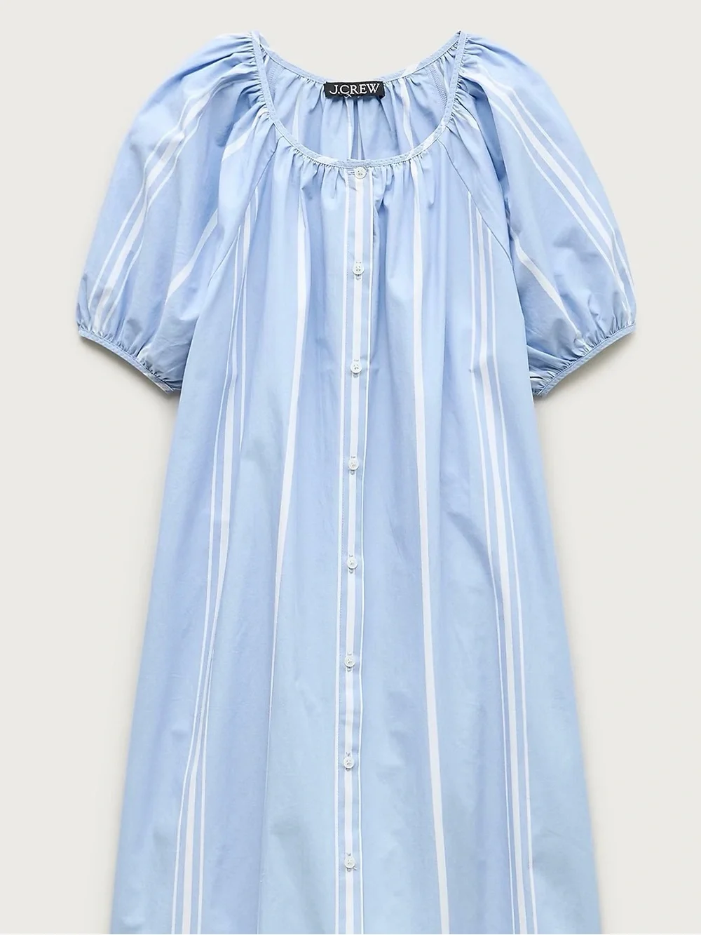 NWT J.Crew Puff-sleeve Popover Dress in Striped Cotton Poplin - Watercolor Blue